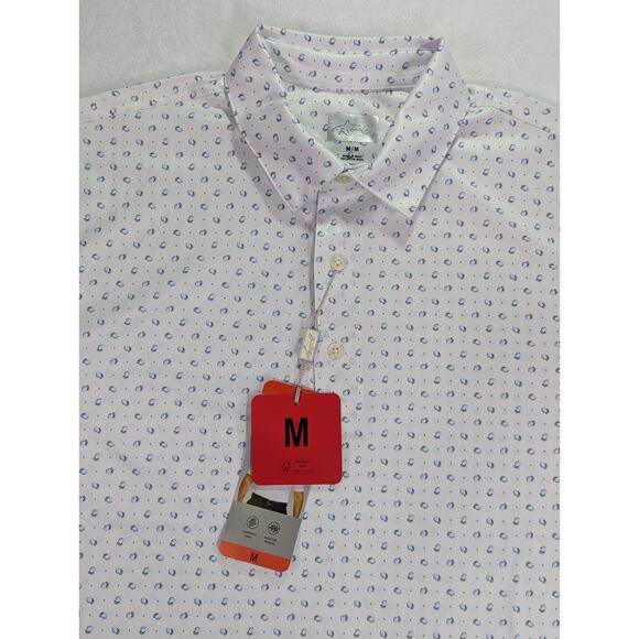 Greg Norman ML75 Play Drive Golf Polo River Drive White Size Medium NWT - Picture 1 of 9